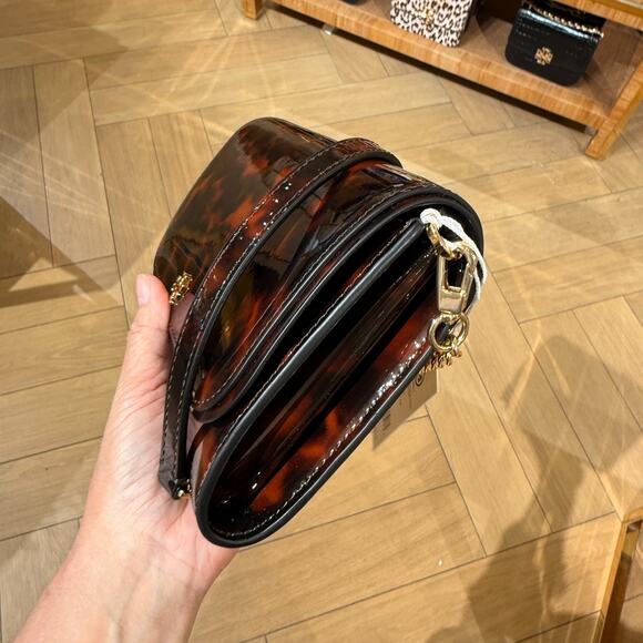 Best Price‼️Tory Burch Emerson Chain Wallet 165943 Tortoise $398 - Picture 2 of 11